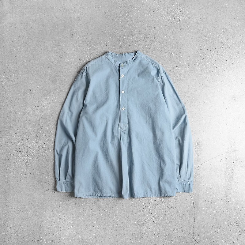 保加利亞軍隊襯衫Pullover Shirt / Vintage 古著 / 歐洲軍裝 - 恤衫 - 棉．麻 藍色
