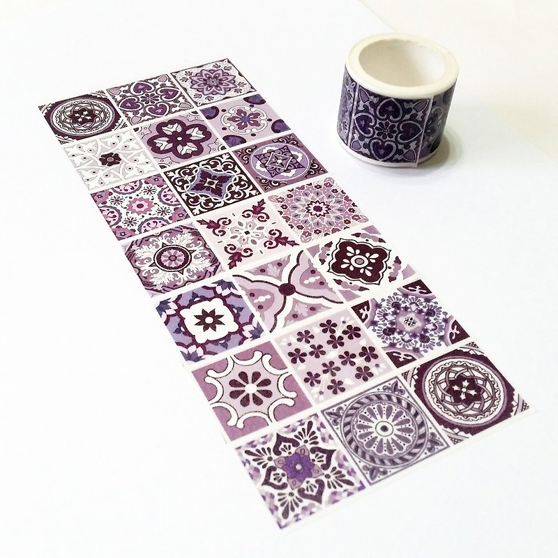 Purple Flower Tiles - มาสกิ้งเทป - กระดาษ 