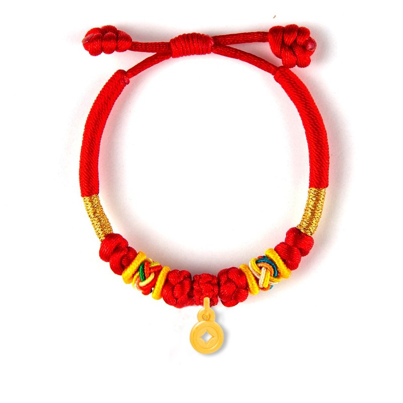 [Children's Painted Gold Jewelry] Qian Tu Gongming Children's Red String Bracelet weighs approximately 0.16 qian (Miyue Gold Jewelry) - Baby Gift Sets - 24K Gold Red