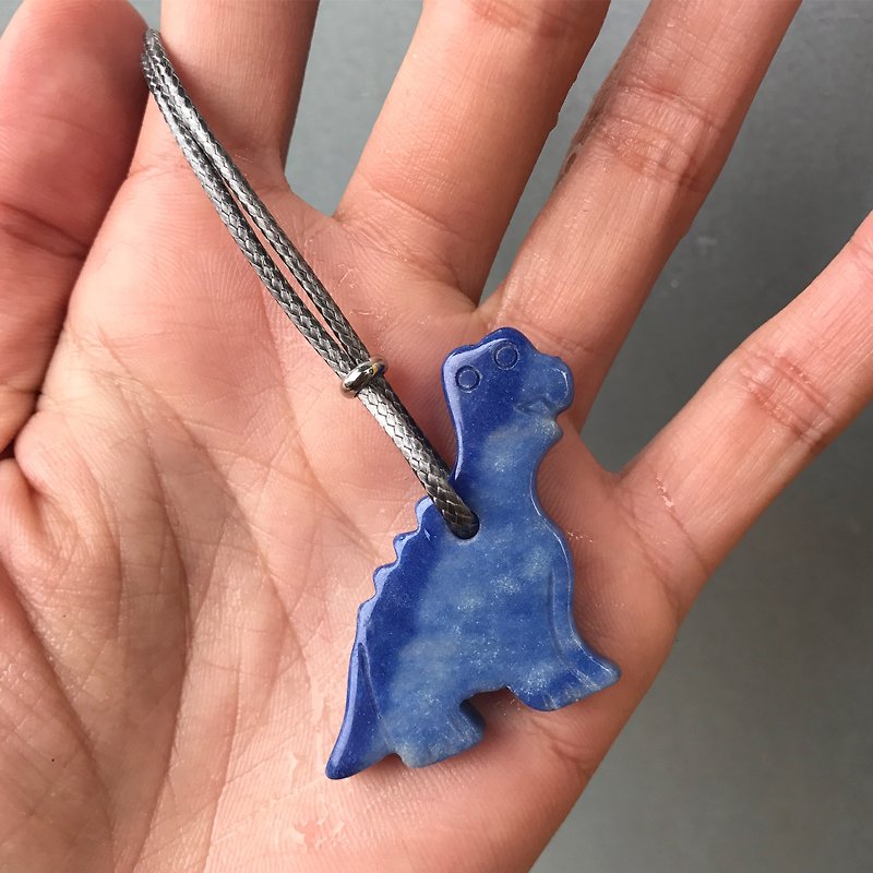 [Lost and find] natural stone dinosaur necklace - Necklaces - Gemstone Blue