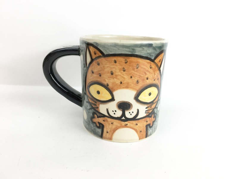 Nice Little Clay Mug Orange Cat Cat 01061-12 - Mugs - Pottery Multicolor