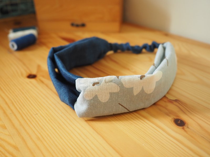 Handmade Headband - เครื่องประดับผม - ผ้าฝ้าย/ผ้าลินิน สีน้ำเงิน