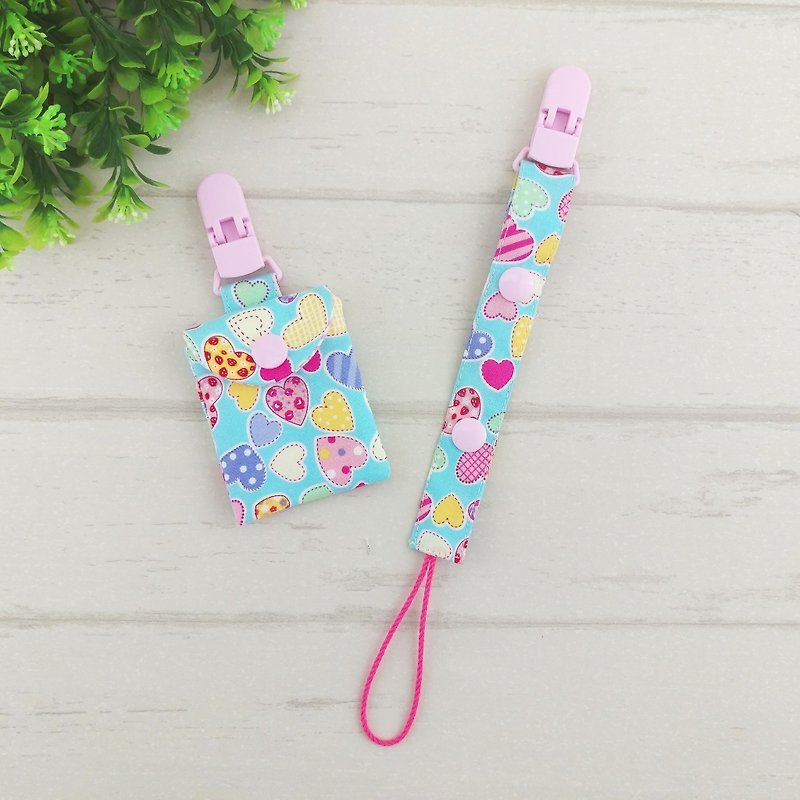 Fun love - 2 colors optional. 2 pieces - Ping Fu bag + pacifier chain - Baby Gift Sets - Cotton & Hemp Pink