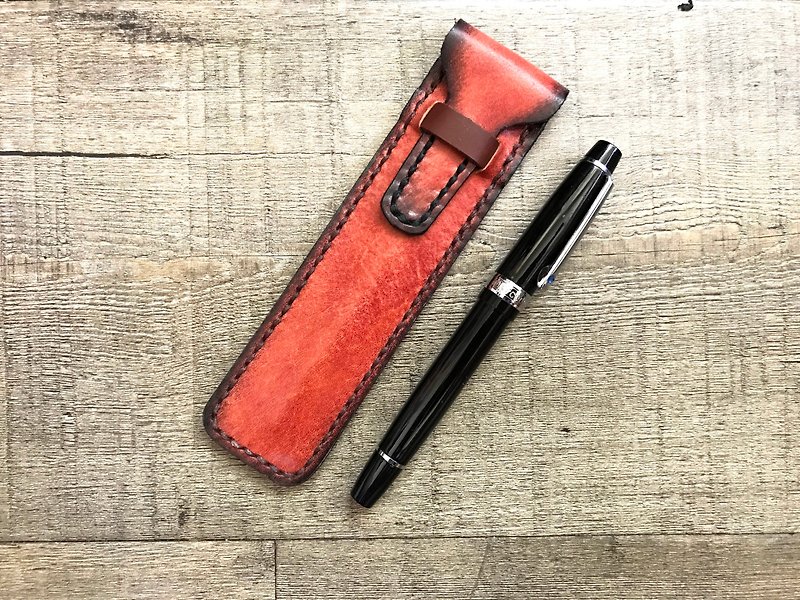 POPO │ Fashion Red │ Pen Set. Genuine Leather │ - กล่องดินสอ/ถุงดินสอ - หนังแท้ สีแดง