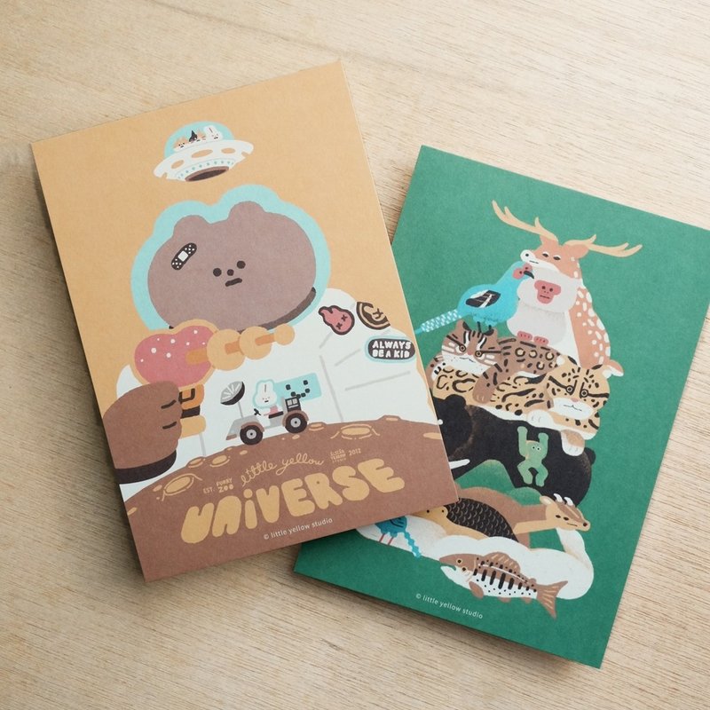 插畫明信片 - 臺灣動物島 / 小黃間宇宙 / 禮物祝福 - 卡片/明信片 - 紙 多色