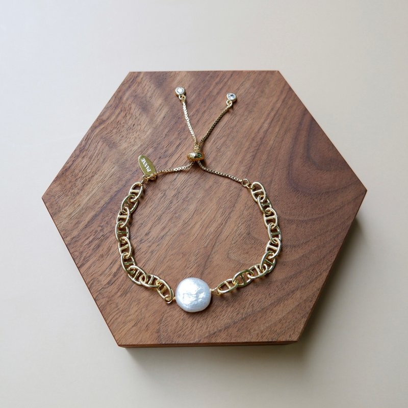 Freshwater Pearl Slider Bracelet - 手鍊/手環 - 珍珠 白色