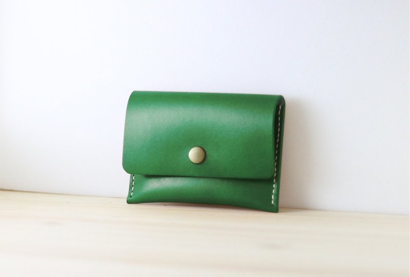 【母親節禮物】經典皮革零錢包 / 名片包 | 草墨綠 - 零錢包/小錢包 - 真皮 綠色