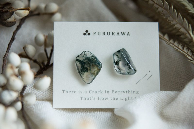 CRACK | 礦物系耳環 |  EARRINGS - 耳環/耳夾/耳骨夾 - 玉石 綠色