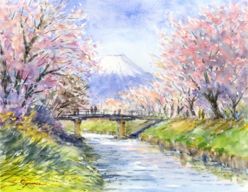 梶原山山頂　水彩画 梶原山山頂 水彩画 - メルカリ