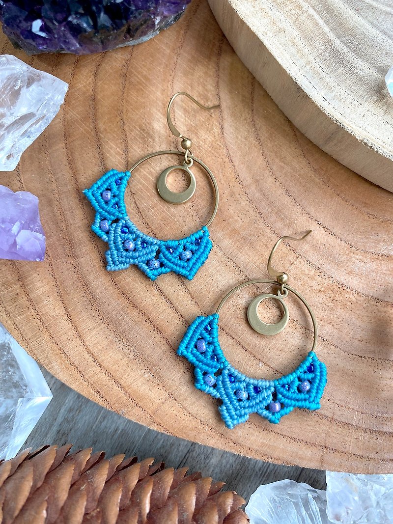 Misssheep - A99 - macrame earrings with  japanese beads, Czech beads - Earrings & Clip-ons - Other Materials Blue