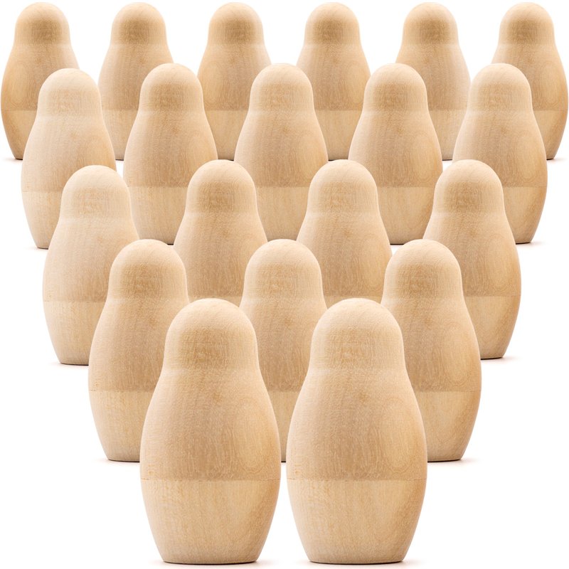 Unpainted Nesting Dolls Lot of 20 Sets by 3 pcs - Blank Nesting Dolls - งานไม้/ไม้ไผ่/ตัดกระดาษ - ไม้ 