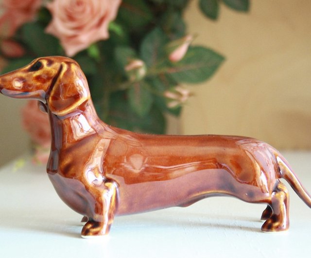 インテリア小物犬　ダックスフント　陶器　イタリア　置物　インテリア　工芸品　美術品　A2697