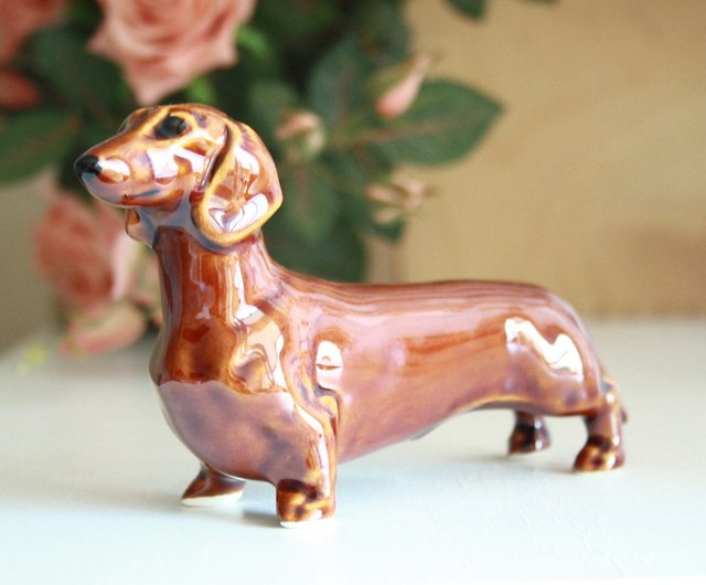 インテリア小物犬　ダックスフント　陶器　イタリア　置物　インテリア　工芸品　美術品　A2697