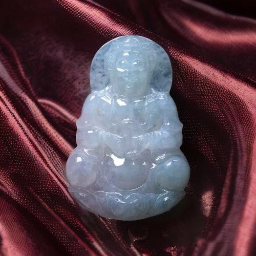 瓔珞翡翠 【保平安】冰種翡翠寶瓶觀音菩薩 | 天然緬甸玉翡翠A貨 | 送禮