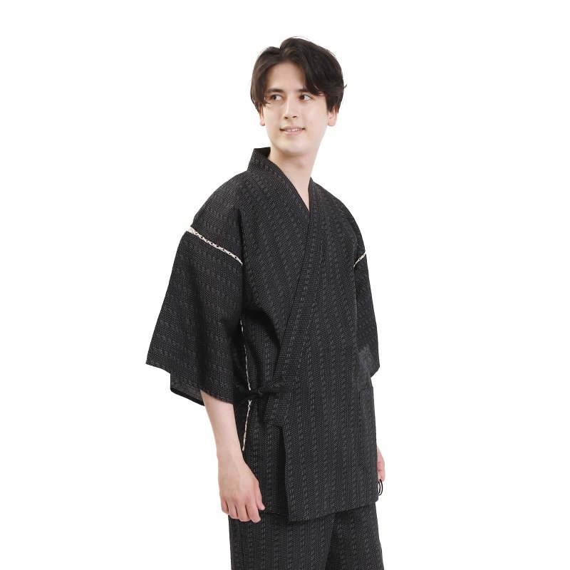 Men's cotton linen jinbei single item ML LL wn02 (jinbei, jinbei, relaxing wear, men's kimono, loungewear, nightwear, pajamas, summer wear) - ชุดนอน/ชุดอยู่บ้าน - ผ้าฝ้าย/ผ้าลินิน สีน้ำเงิน