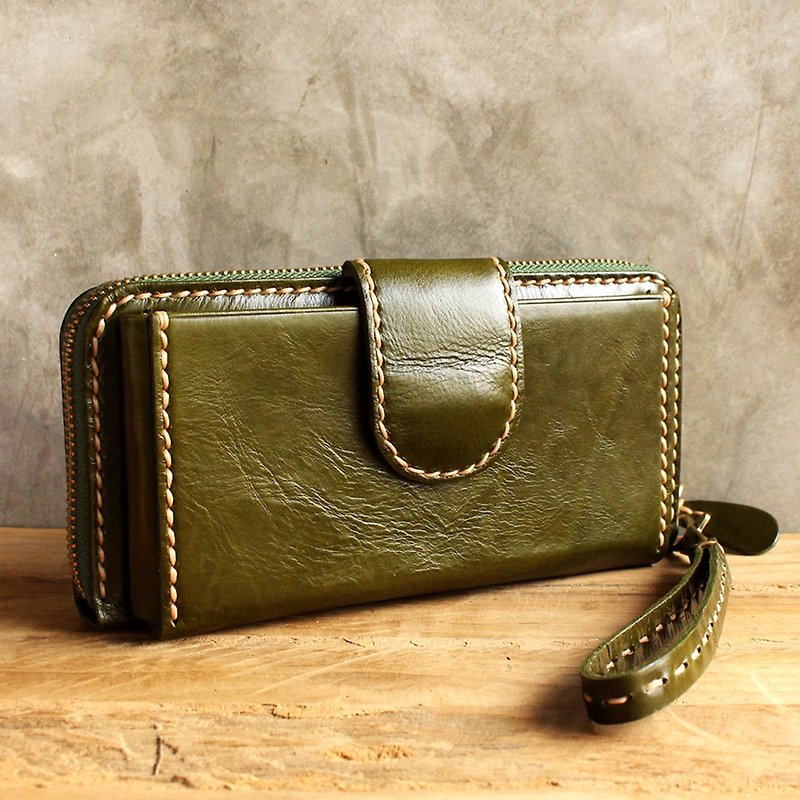 レザーウォレット-Delight-Green（Genuine Cow Leather）/皮包/ zon包/長夾/皮夾 - 財布 - 革 グリーン