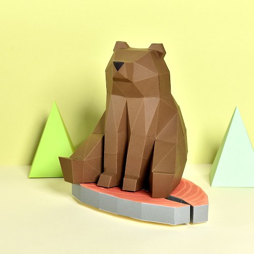 盒紙動物 BOX ANIMAL - 台灣原創紙模設計開發 3D紙模型-DIY動手做-免裁剪-動物系列-森林棕熊-擺飾拍照小物