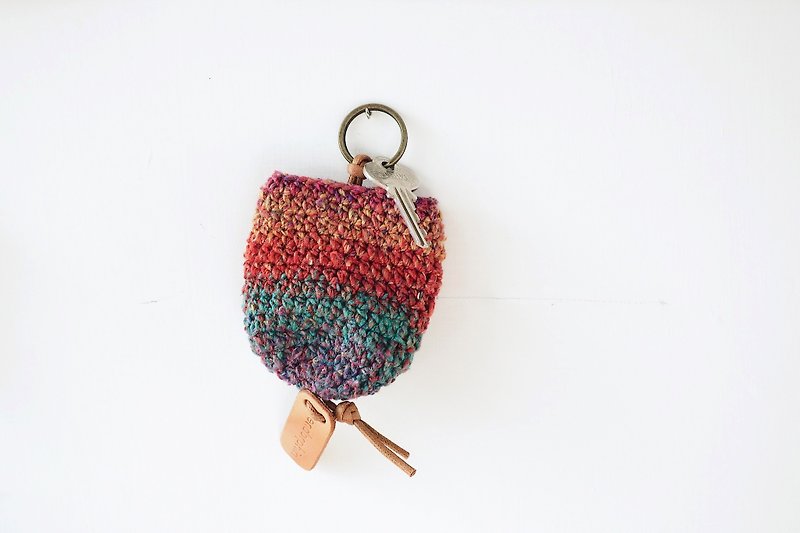 [endorphin] braided key bag (leather custom printed) - Keychains - Cotton & Hemp Red