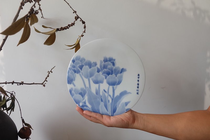 Blue and white porcelain engraving,ceramic decorative painting - โปสเตอร์ - ดินเผา สีน้ำเงิน