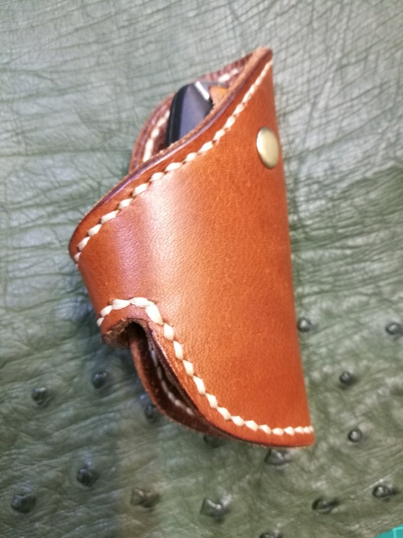 汽車鑰匙包/手縫/手作/真皮皮件 - 鑰匙圈/鑰匙包 - 真皮 咖啡色