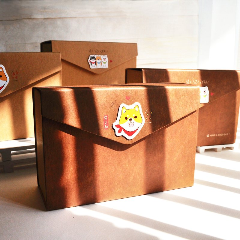 Shiba nosuke/Medium-sized three-dimensional sticker gift box (4 pictures) - Storage & Gift Boxes - Paper 