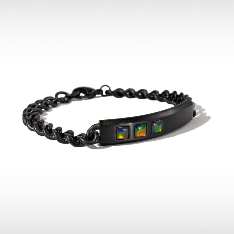 Midnight Ammolite Bracelet in Matte Black Titanium - 手鍊/手環 - 寶石 