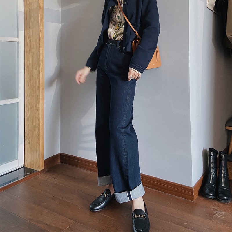 High Rise Loose Jeans | Pants | Spring | Cotton | Sora-435 - กางเกงขายาว - ผ้าฝ้าย/ผ้าลินิน 
