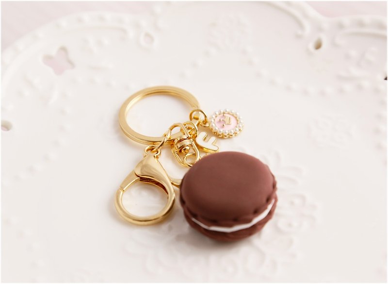 Macaron Charm Bridesmaid Gift Customized English Name Chocolate - Keychains - Other Metals 