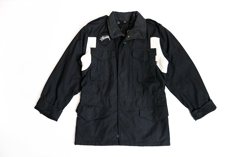 [3thclub Ming Ren Tong] stussy x alpha M65 military uniform vintage STM65-001 - Men's Coats & Jackets - Cotton & Hemp Black