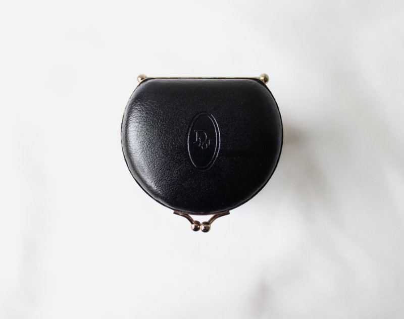 FOAK vintage Christian Dior pure black sheepskin mouth gold coin purse - กระเป๋าใส่เหรียญ - หนังแท้ 