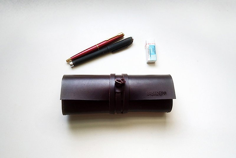 Genuine leather leather pen roll-pen set tool bag pencil case [custom engraving] - กล่องดินสอ/ถุงดินสอ - หนังแท้ 