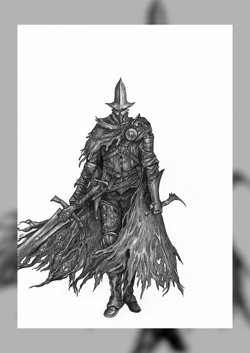 【 Dark Souls】- Original Drawing, Poster, Wall Art, Hanging Picture, Home Decor - Posters - Paper Black