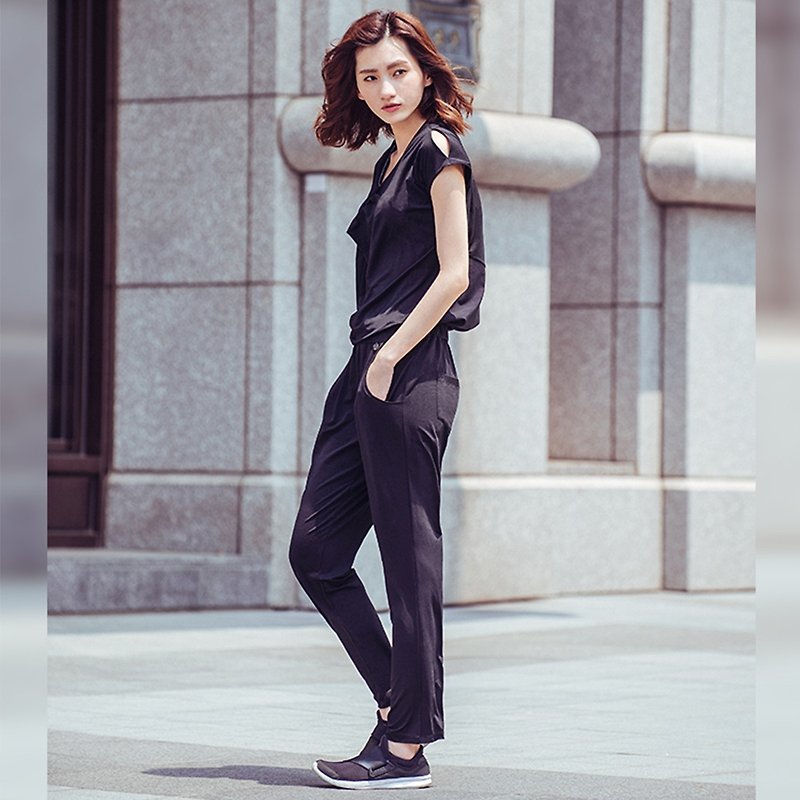 [MACACA] Everywhere cool summer jumpsuit - BSE8051 black - Overalls & Jumpsuits - Polyester Black