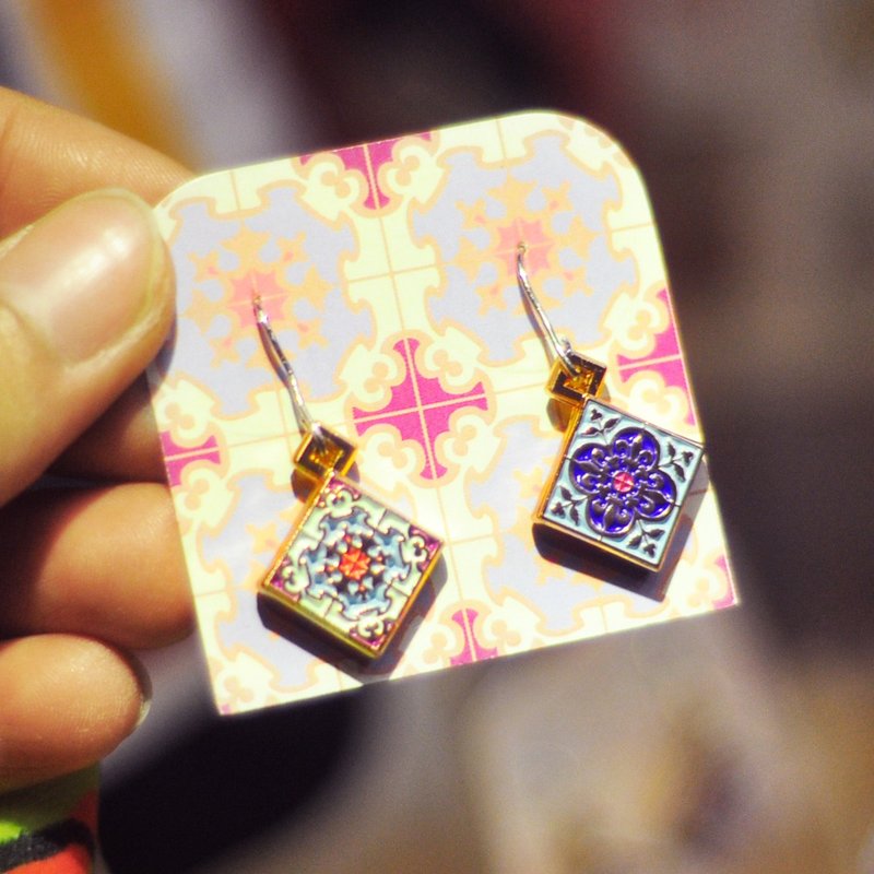 Peranakan Pattern Tiles Earring/ Pendants - Earrings & Clip-ons - Enamel 