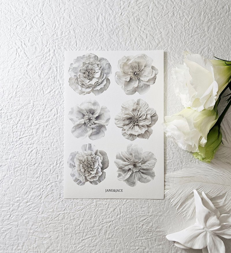 vintage fabric flower stickers - Stickers - Paper White