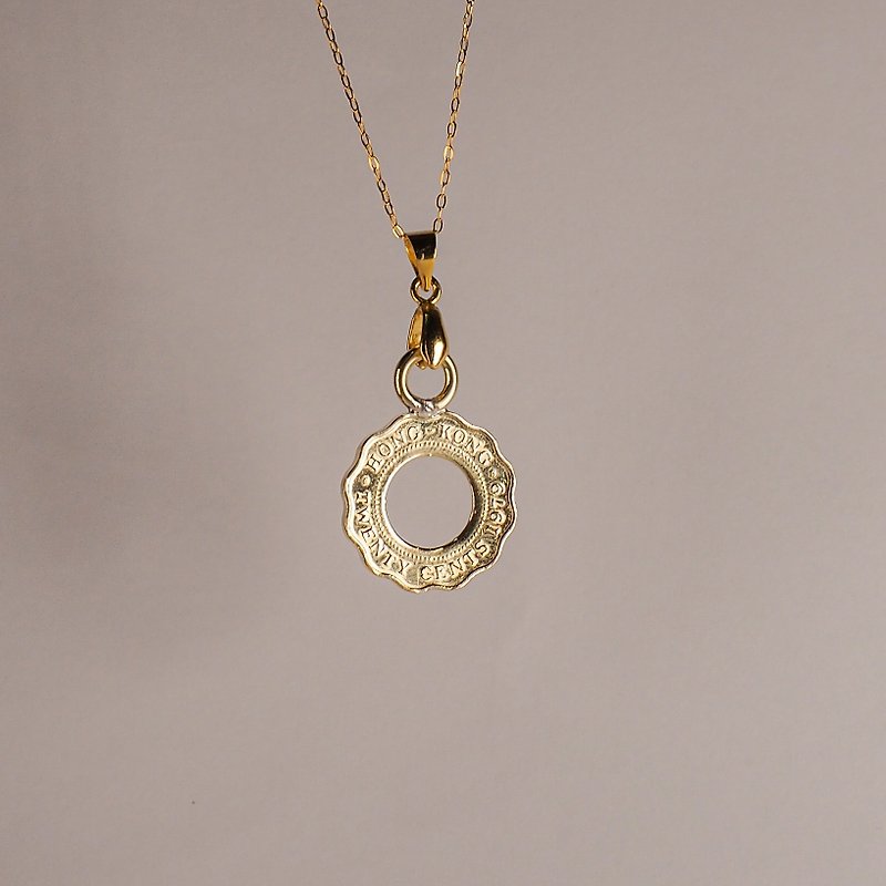 Hong Kong 20cents coin hollow round necklace Coin Transformation - Necklaces - Copper & Brass Gold