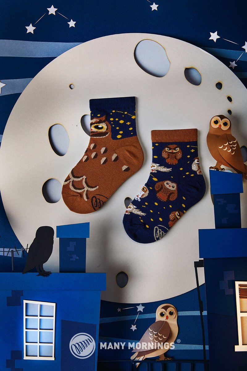 Owly Moly Mismatched Kids Sock Hong Kong exclusive - Socks - Cotton & Hemp Brown