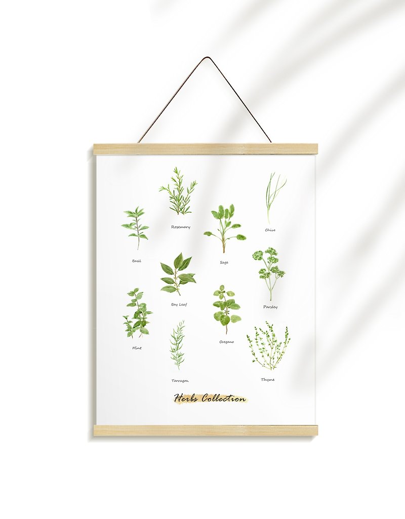 Kitchen Decoration-Western Food-Cafe Poster-Restaurant Painting-Nordic Style-Plant Spice Set - Posters - Cotton & Hemp 