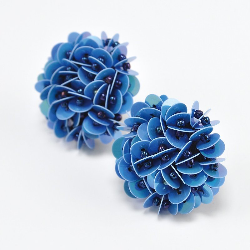 statement flower earrings, blue earrings, Hong Kong flower earrings, No.1
