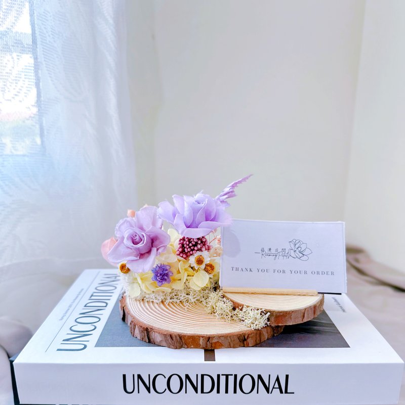 Xunfengyazao business card holder eternal flower gift home decoration opening flower gift dried flowers - ช่อดอกไม้แห้ง - พืช/ดอกไม้ สีม่วง