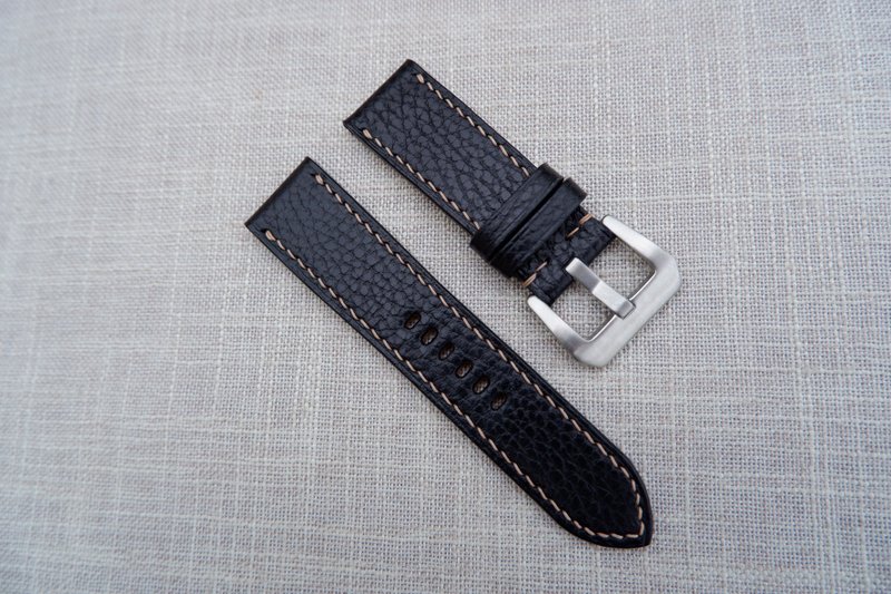 Dollaro純黑 Isaac手工錶帶 一般款 applewatch 皆可訂製 - 錶帶 - 真皮 黑色