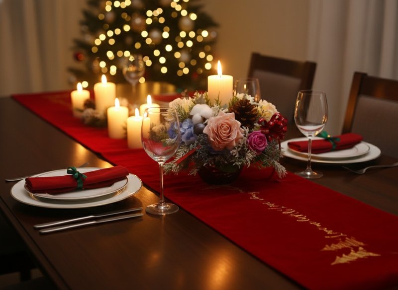 Candlelight Christmas Table Arrangement: Free dedicated delivery within Taipei City. Additional shipping fees apply for other regions. - Plants - Other Materials Pink