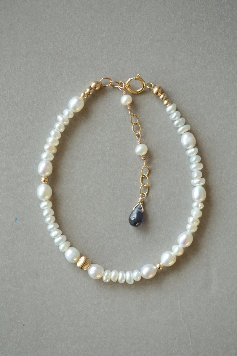 Time Pearl Bracelet│JieJie Natural Pearl 14kgf Natural Stone - สร้อยข้อมือ - ไข่มุก ขาว