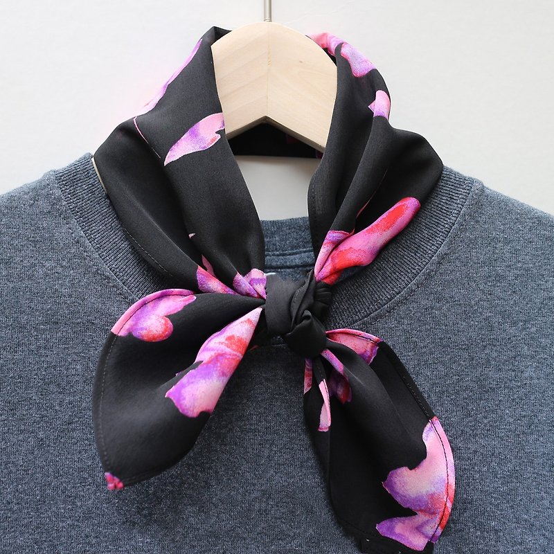 JOJA│日本の古い布の手のスカーフ/スカーフ/リボン/ストラップ - スカーフ - コットン・麻 ブラック