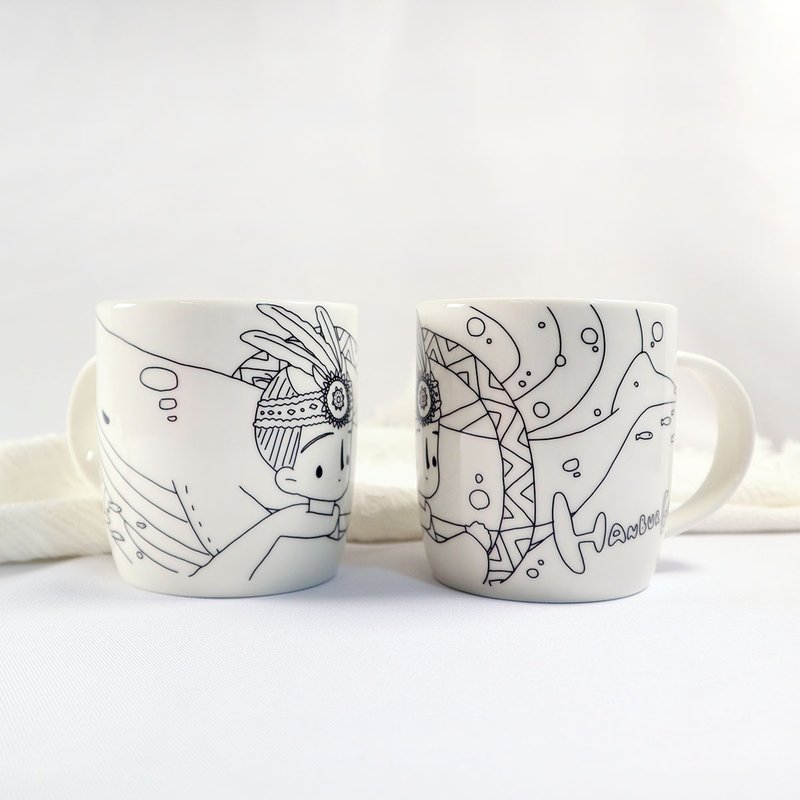 [Painting and Playing Creative Group] Whale Prince Mug + Tao Le Pen (5 colors) - วาดภาพ/ศิลปะการเขียน - เครื่องลายคราม หลากหลายสี