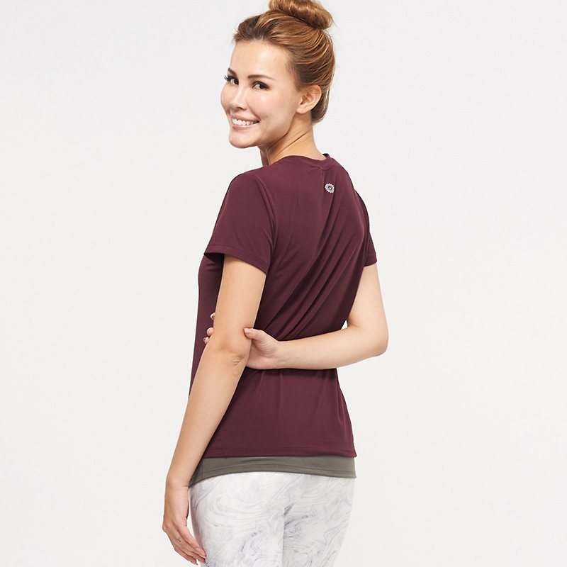MIRACLE 墨瑞皮│ Sports top, small sleeves, Rosewood Louding - Women's Tops - Polyester 