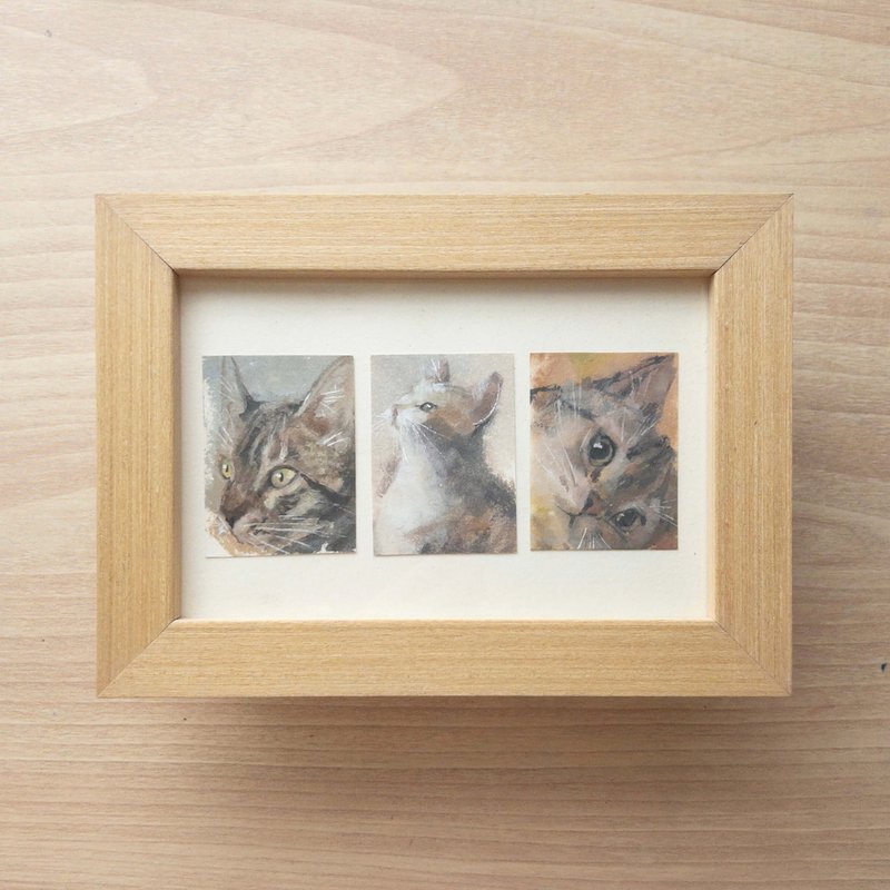 [Draw your pets - a combination of three] Healing decorative small painting combination style illustration custom portrait - Customized Portraits - Paper 