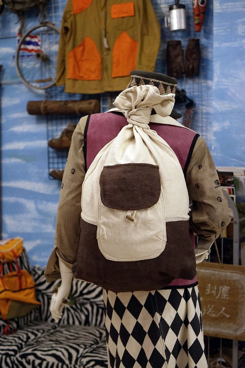 EARTH.er │ Azabu Soviet beam port package (Brown) ● Hemp Soviet Backpack (Brown) │ :: :: Hong Kong original design brand - Drawstring Bags - Cotton & Hemp Brown