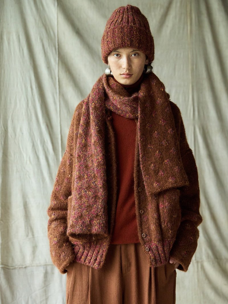 日系復古 / 提花針織圍巾 / 羊毛混紡 - 頸巾/披肩 - 其他材質 多色