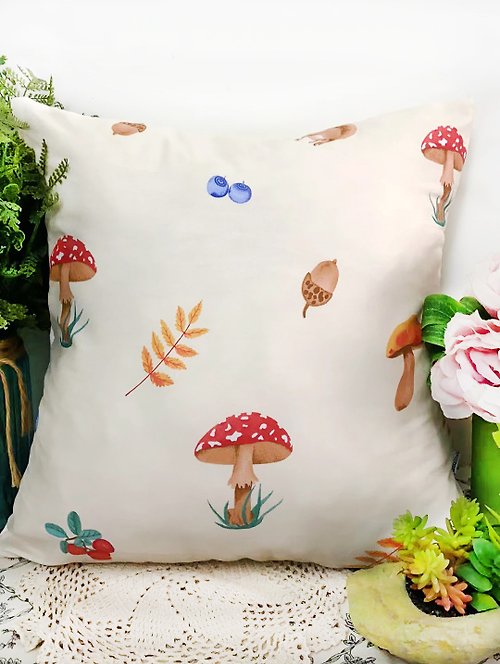 hazelnut 北歐風格可愛蘑菇花花圖案抱枕靠枕靠墊枕套
